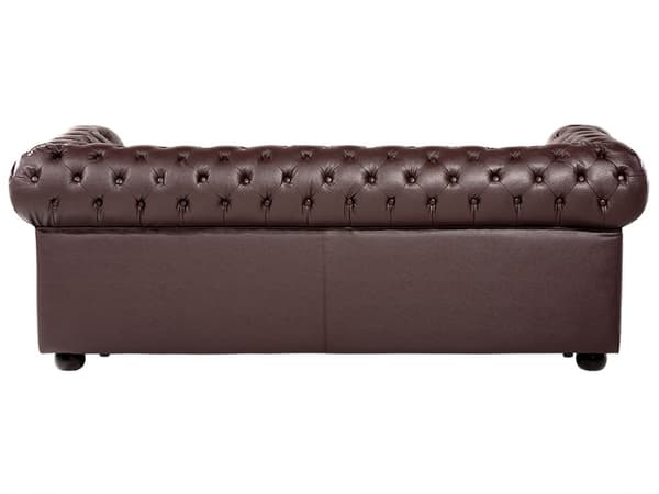 Sohva ruskea 195 x 70 x 75 cm nahkaverhoilu kolmelle chesterfield irrotettavat päälliset