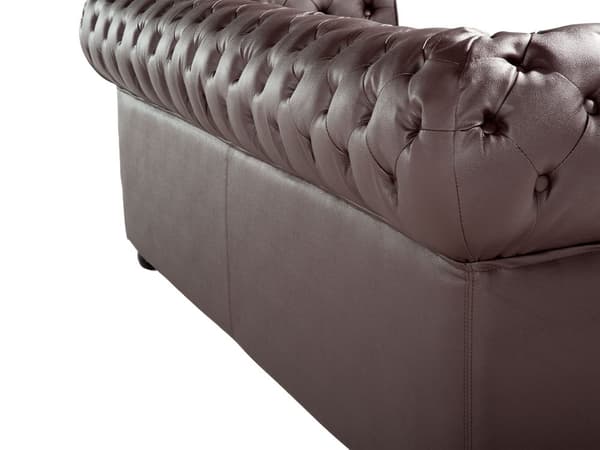 Sohva ruskea 195 x 70 x 75 cm nahkaverhoilu kolmelle chesterfield irrotettavat päälliset
