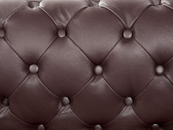 Sohva ruskea 195 x 70 x 75 cm nahkaverhoilu kolmelle chesterfield irrotettavat päälliset