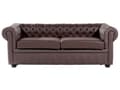 Pikkukuva 1 / 11: Sohva ruskea 195 x 70 x 75 cm nahkaverhoilu kolmelle chesterfield irrotettavat päälliset
