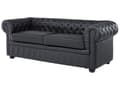 Pikkukuva 4 / 11: Sohva musta 195 x 70 x 75 cm nahkaverhoilu kolmelle chesterfield irrotettava päällinen