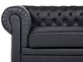Pikkukuva 6 / 11: Sohva musta 195 x 70 x 75 cm nahkaverhoilu kolmelle chesterfield irrotettava päällinen