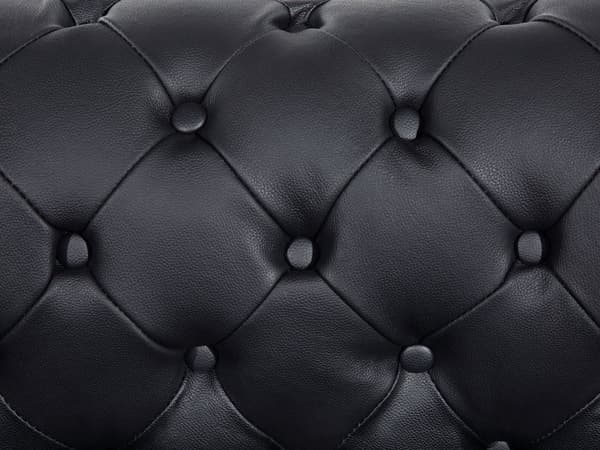 Sohva musta 195 x 70 x 75 cm nahkaverhoilu kolmelle chesterfield irrotettava päällinen