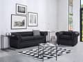 Pikkukuva 2 / 11: Sohva musta 195 x 70 x 75 cm nahkaverhoilu kolmelle chesterfield irrotettava päällinen