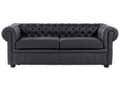 Pikkukuva 1 / 11: Sohva musta 195 x 70 x 75 cm nahkaverhoilu kolmelle chesterfield irrotettava päällinen