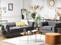 Pikkukuva 4 / 11: Sohva harmaa 202 x 70 x 75 cm kangasverhoilu kolmelle chesterfield