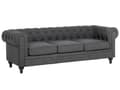Pikkukuva 5 / 11: Sohva harmaa 202 x 70 x 75 cm kangasverhoilu kolmelle chesterfield