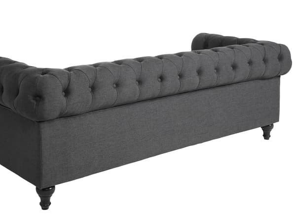 Sohva harmaa 202 x 70 x 75 cm kangasverhoilu kolmelle chesterfield