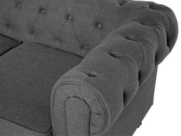 Sohva harmaa 202 x 70 x 75 cm kangasverhoilu kolmelle chesterfield