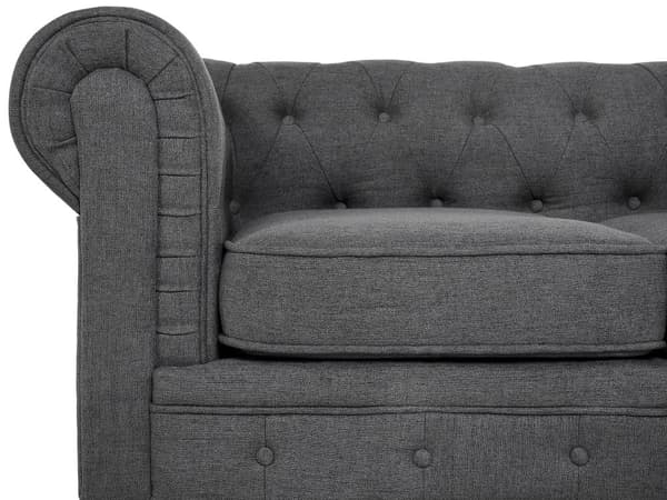 Sohva harmaa 202 x 70 x 75 cm kangasverhoilu kolmelle chesterfield