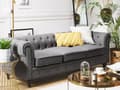 Pikkukuva 2 / 11: Sohva harmaa 202 x 70 x 75 cm kangasverhoilu kolmelle chesterfield