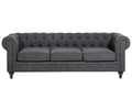 Pikkukuva 1 / 11: Sohva harmaa 202 x 70 x 75 cm kangasverhoilu kolmelle chesterfield