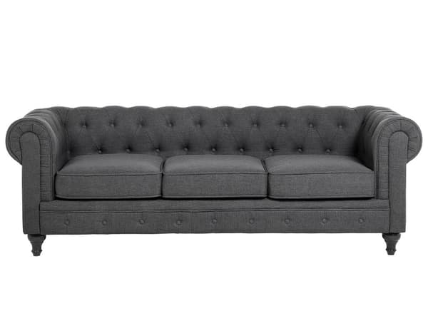 Sohva harmaa 202 x 70 x 75 cm kangasverhoilu kolmelle chesterfield