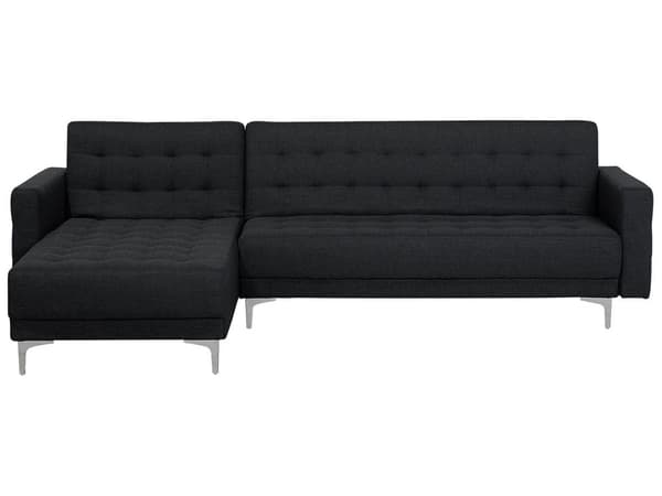 Kulmavuodesohva grafiitinharmaa 267 x 168 x 83 cm kangasverhoilu metalli vaneri neljälle oikea
