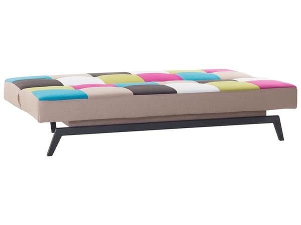 Vuodesohva monivärinen 188 x 85 x 93 cm polyesteri kolmelle tilkkutäkki metalli puu