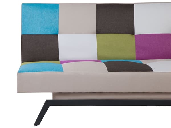 Vuodesohva monivärinen 188 x 85 x 93 cm polyesteri kolmelle tilkkutäkki metalli puu