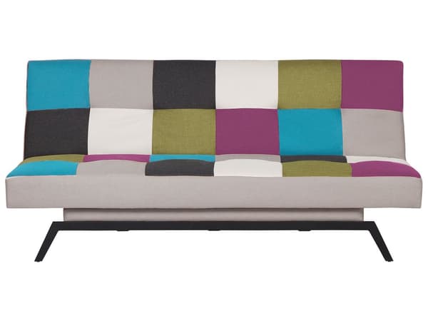 Vuodesohva monivärinen 188 x 85 x 93 cm polyesteri kolmelle tilkkutäkki metalli puu