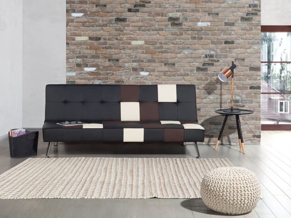 Vuodesohva monivärinen 178 x 92 x 78 cm keinonahka kolmelle käsinojaton metalli puu