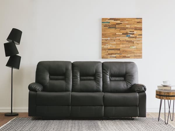 Sohva musta 204 x 101 x 73 cm keinonahka teräs kolmelle säädettävä jalkatuki