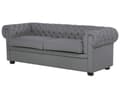 Pikkukuva 4 / 11: Sohva harmaa 195 x 70 x 75 cm nahkaverhoilu kolmelle chesterfield irrotettavat päälliset