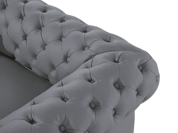 Sohva harmaa 195 x 70 x 75 cm nahkaverhoilu kolmelle chesterfield irrotettavat päälliset