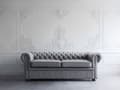 Pikkukuva 2 / 11: Sohva harmaa 195 x 70 x 75 cm nahkaverhoilu kolmelle chesterfield irrotettavat päälliset