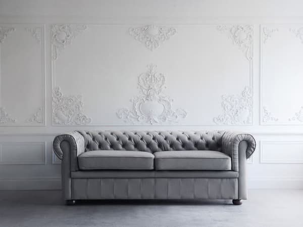 Sohva harmaa 195 x 70 x 75 cm nahkaverhoilu kolmelle chesterfield irrotettavat päälliset
