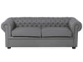 Pikkukuva 1 / 11: Sohva harmaa 195 x 70 x 75 cm nahkaverhoilu kolmelle chesterfield irrotettavat päälliset