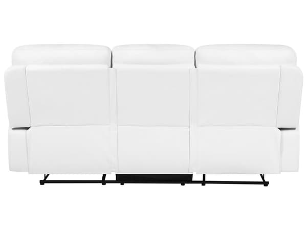 Sohva valkoinen 204 x 101 x 73 cm keinonahka teräs kolmelle säädettävä jalkatuki