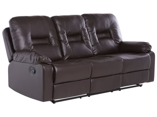 Sohva ruskea 204 x 101 x 73 cm keinonahka teräs kolmelle säädettävä jalkatuki