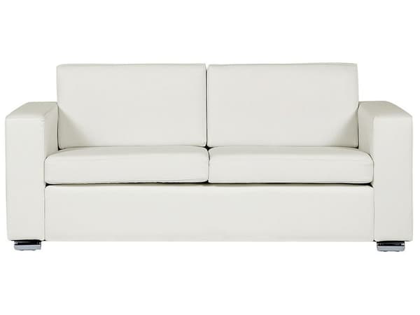 Sohva valkoinen 186 x 72 x 76 cm nahkaverhoilu kolmelle irrotettavat päälliset