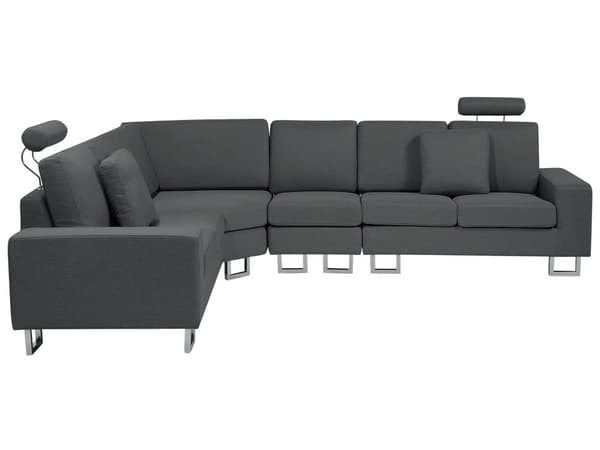 Kulmasohva tummanharmaa 290 x 103 x 235 cm kangasverhoilu kuudelle oikeakätinen