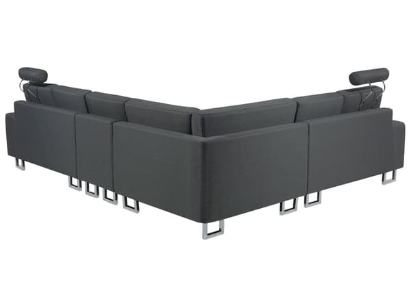 Kulmasohva tummanharmaa 290 x 103 x 235 cm kangasverhoilu kuudelle oikeakätinen