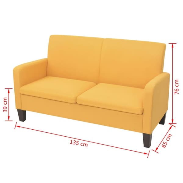 vidaXL 2-sitssoffa 135x65x76 cm gul