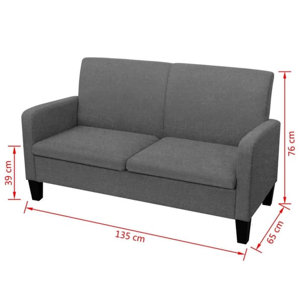 vidaXL 2-sitssoffa 135x65x76 cm mörkgrå