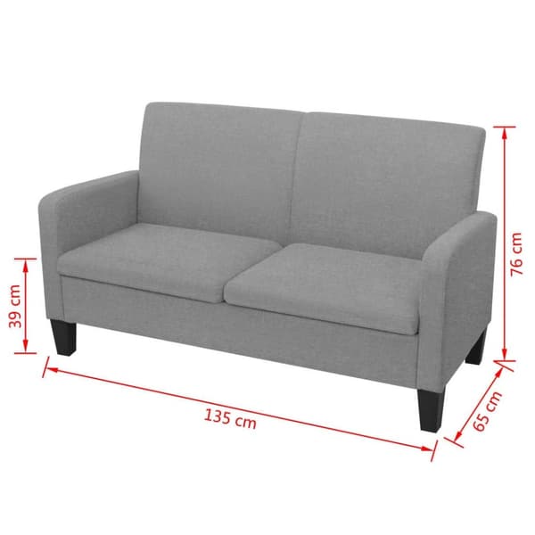 vidaXL 2-sitssoffa 135x65x76 cm ljusgrå