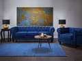 Pikkukuva 4 / 11: Sohva laivastonsininen 201 x 70 x 75 cm samettiverhoilu kolmelle chesterfield