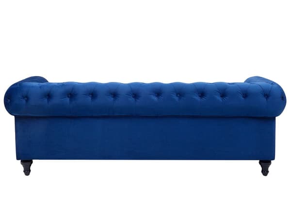 Sohva laivastonsininen 201 x 70 x 75 cm samettiverhoilu kolmelle chesterfield