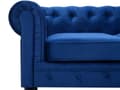Pikkukuva 9 / 11: Sohva laivastonsininen 201 x 70 x 75 cm samettiverhoilu kolmelle chesterfield