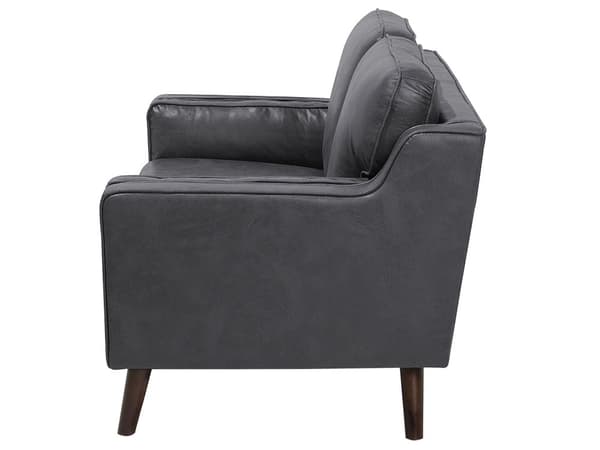Soffa Grå 2-sits Konstläder Trä Ben Klassisk