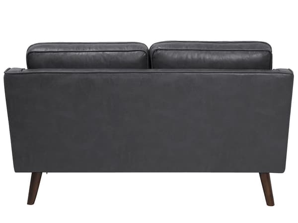 Soffa Grå 2-sits Konstläder Trä Ben Klassisk