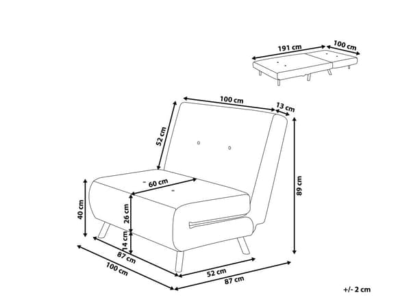Bäddsoffa Mörkgrå Tyg Bäddsoffa Utfällbar Stol Säng