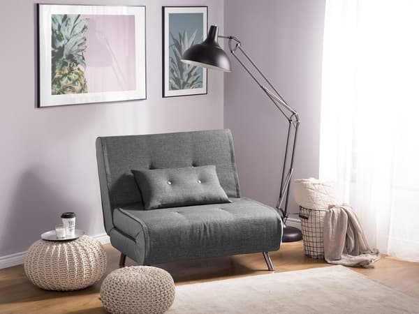 Bäddsoffa Mörkgrå Tyg Bäddsoffa Utfällbar Stol Säng