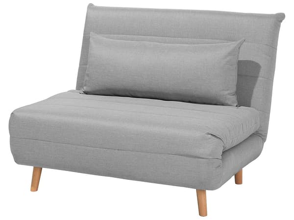 Små Bäddsoffa Ljusgrå Tyg 1-sits Utfällbar Sovfunktion Armlös Skandinavisk