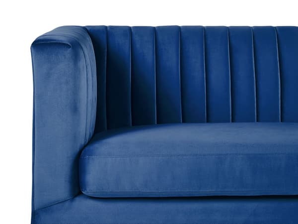 Soffa Koboltblå 3-sits Sammet Kviltning