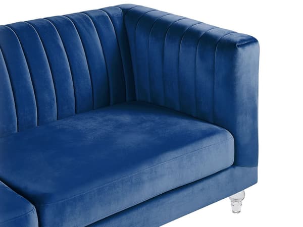 Soffa Koboltblå 3-sits Sammet Kviltning