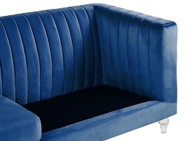 Soffa Koboltblå 3-sits Sammet Kviltning