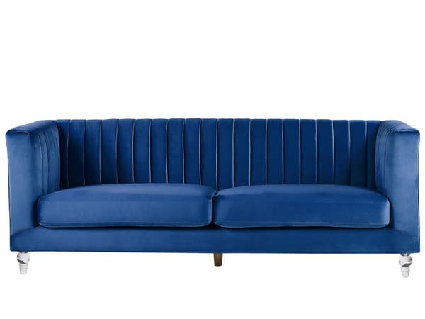Soffa Koboltblå 3-sits Sammet Kviltning