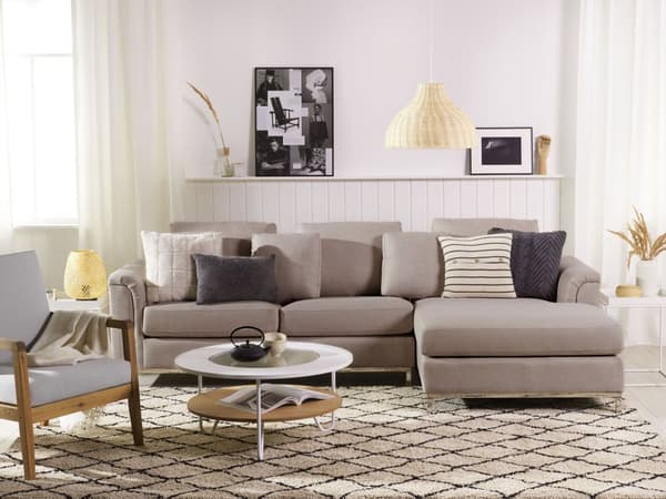 Hörnsoffa Beige L-formad Vänstervänd