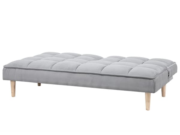 Bäddsoffa Ljusgrå 3-sits Tillbakalutande Ryggstöd Stickad